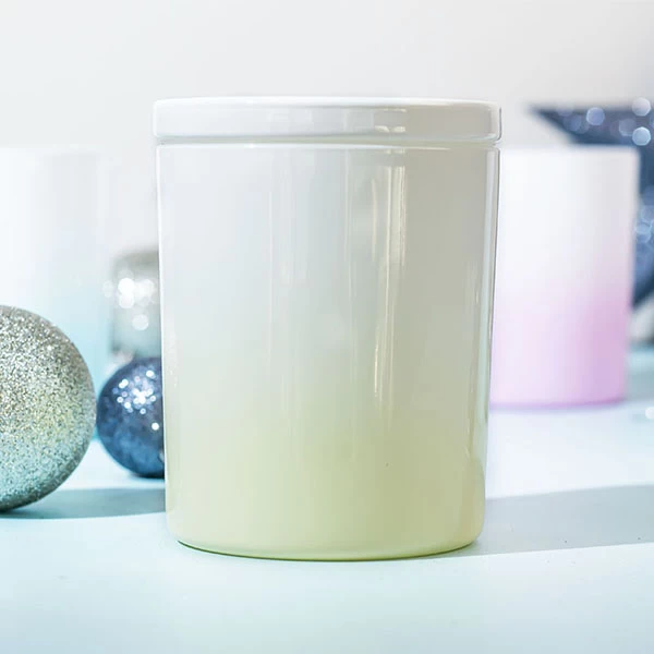 colored candle glass with lid