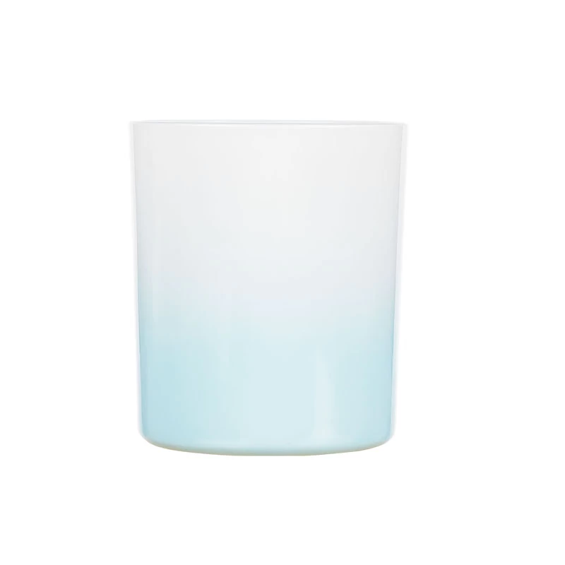 Wholesale Gradient Sprays Light Blue Glass Candle Container With Lid