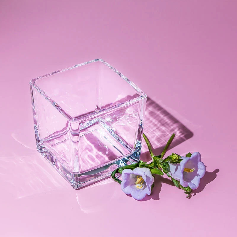 7oz Square Glass Clear Candle Holder for Sale 3.15