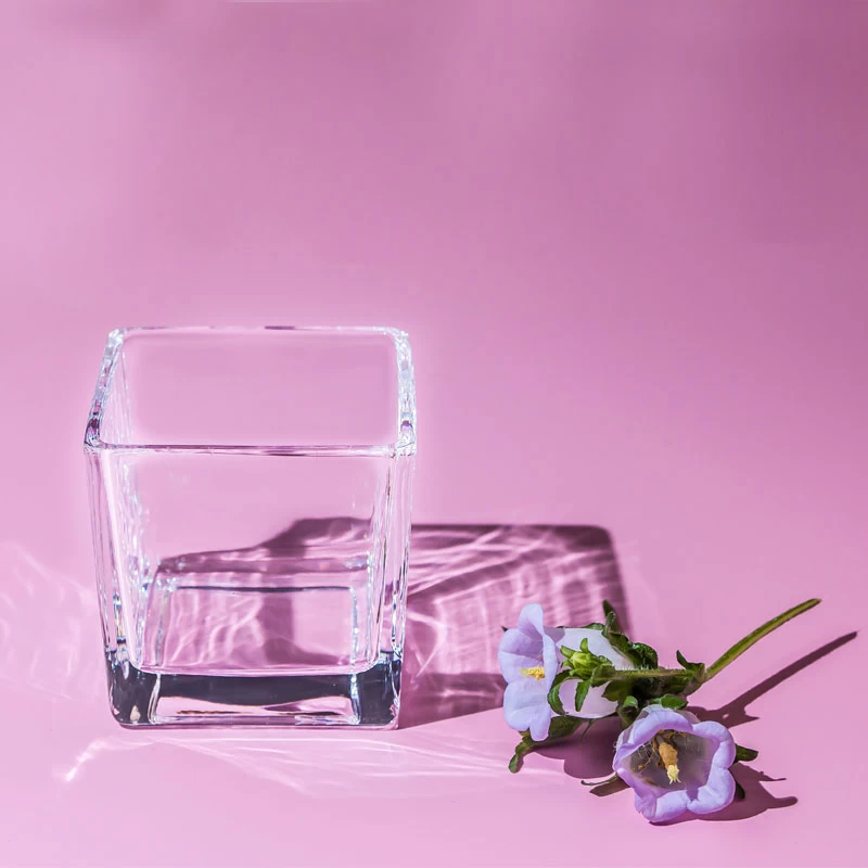 7oz Square Glass Clear Candle Holder for Sale 3.15