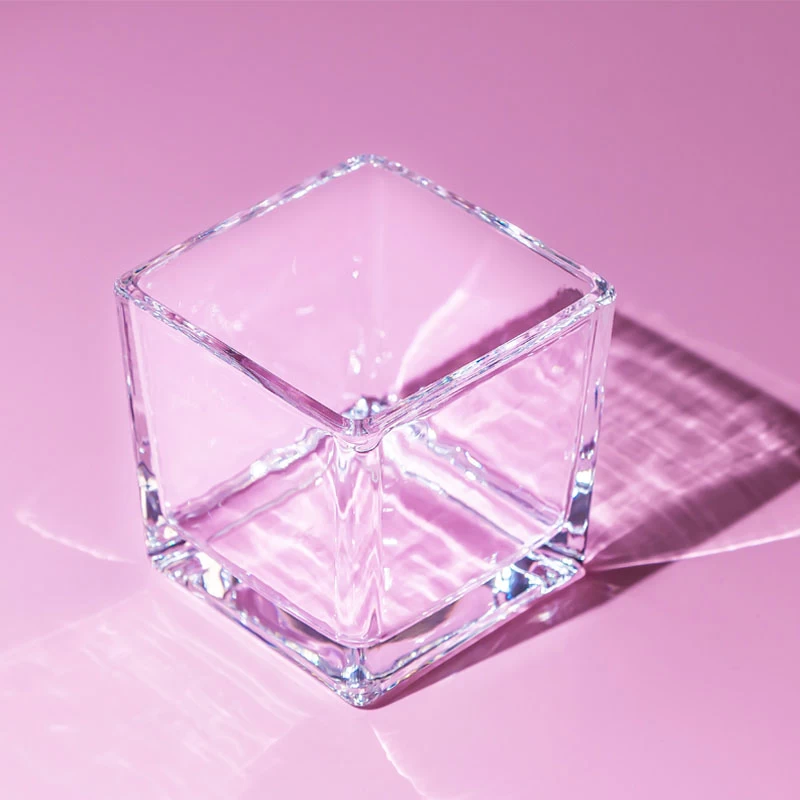 7oz Square Glass Clear Candle Holder for Sale 3.15