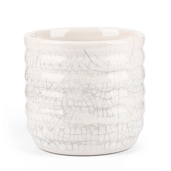 crazing ceramic candle holder milky white CUPWIND