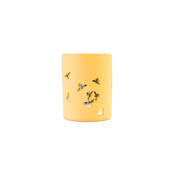 Borosilicate Votive Candle Holder Laser on Yellow Painting