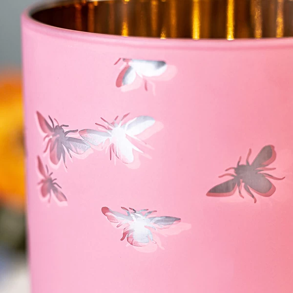 Classic 8oz Candle Holder Borosiliate Glass Laser Engraving Pink