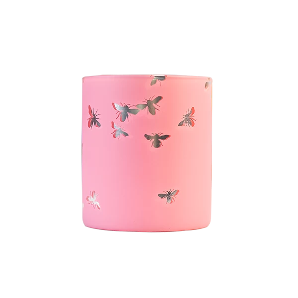 Classic 8oz Candle Holder Borosiliate Glass Laser Engraving Pink