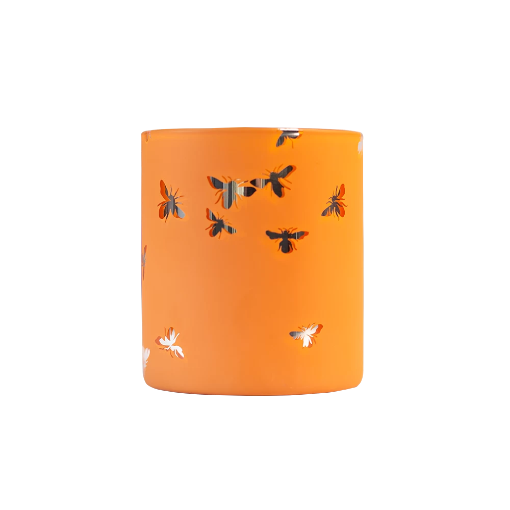 Classic 8oz Candle Holder Borosiliate Glass Laser Engraving Orange