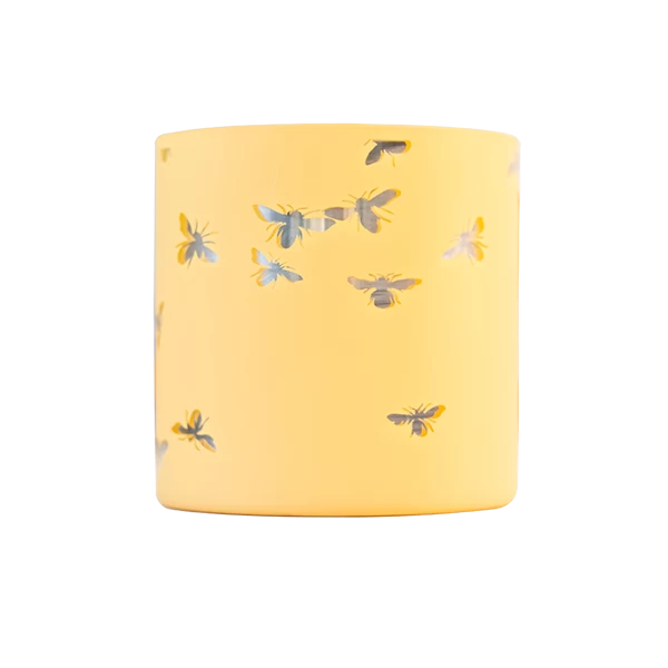 3 Wick Candle Holder Borosiliate Glass Laser Engraving Yellow