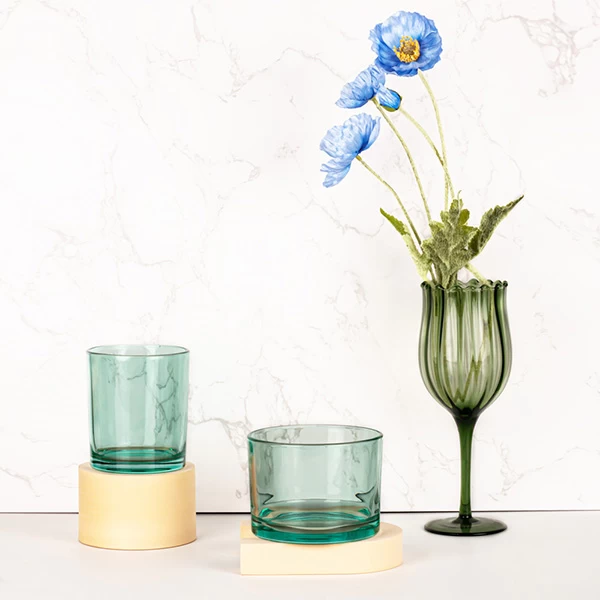 glossy green candle jar glass