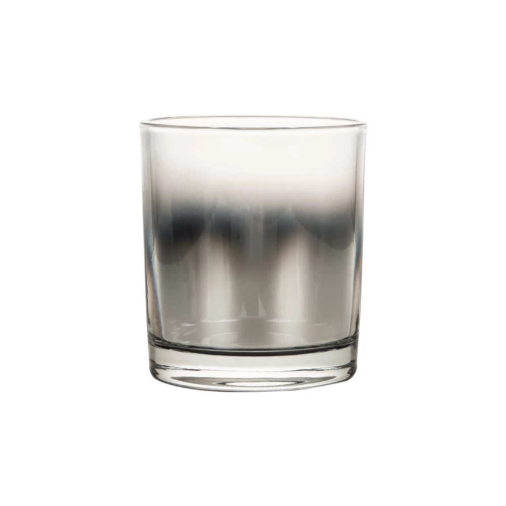 Silver Electroplated Glass Candle Jar Ombre Finish