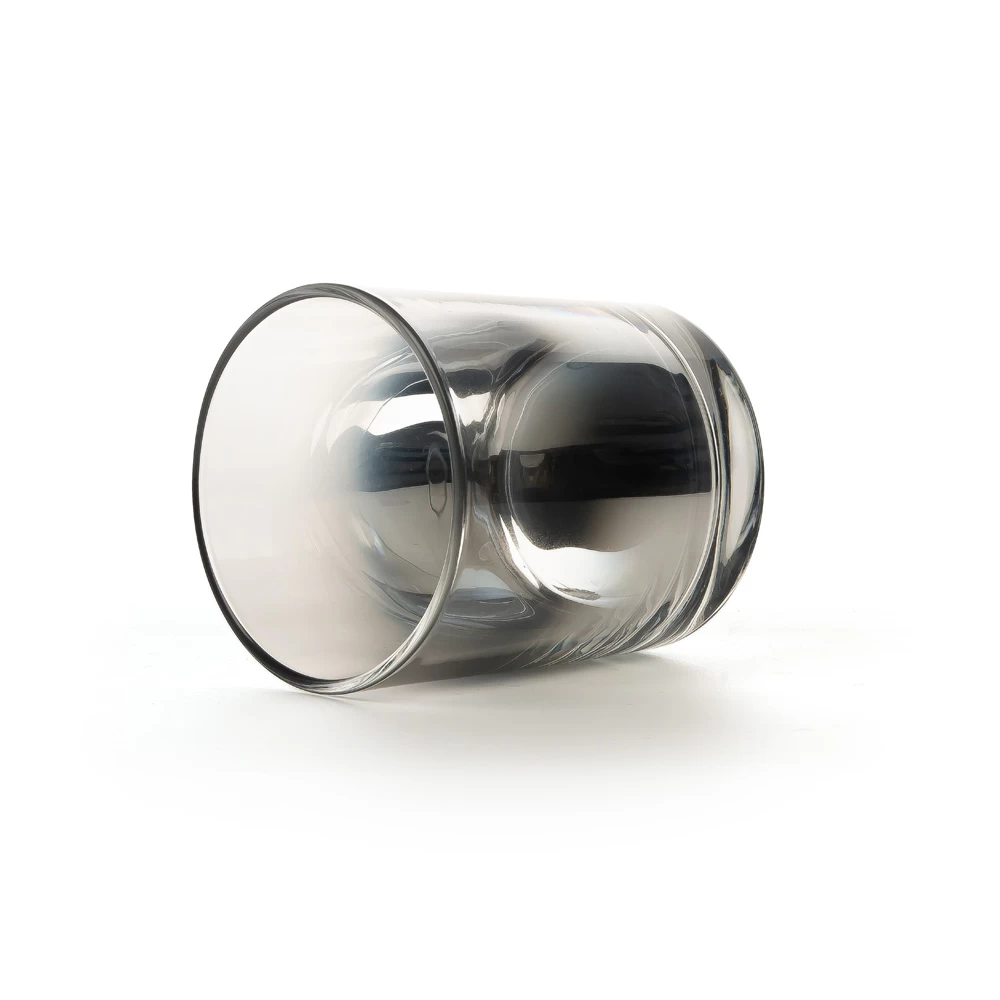 Silver Electroplated Glass Candle Jar Ombre Finish
