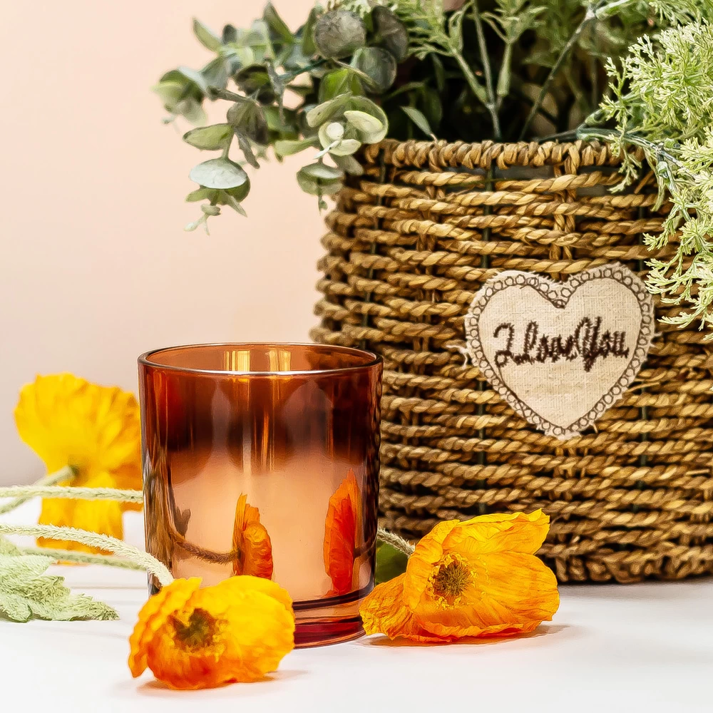 Bronze Metallic Coating Glass Candle Jar Ombre Finish