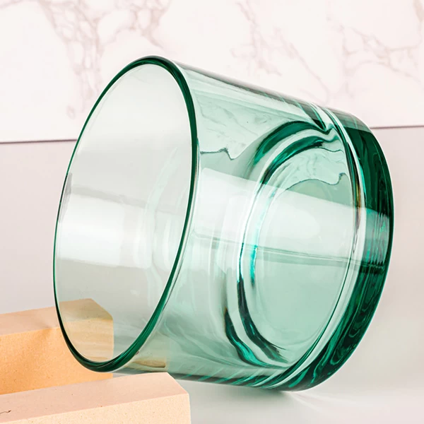 Kerzenhalter mit 3 Dochten, durchscheinend, grün, Glas, 14,5 oz