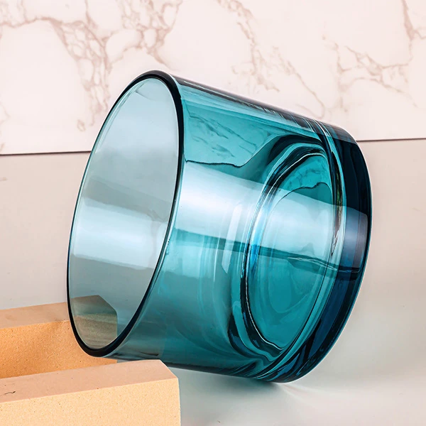 Biru Lutsinar 3 sumbu Tempat Lilin Kaca 14.5oz
