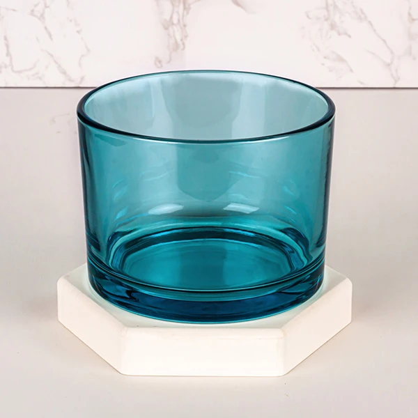 Biru Lutsinar 3 sumbu Tempat Lilin Kaca 14.5oz