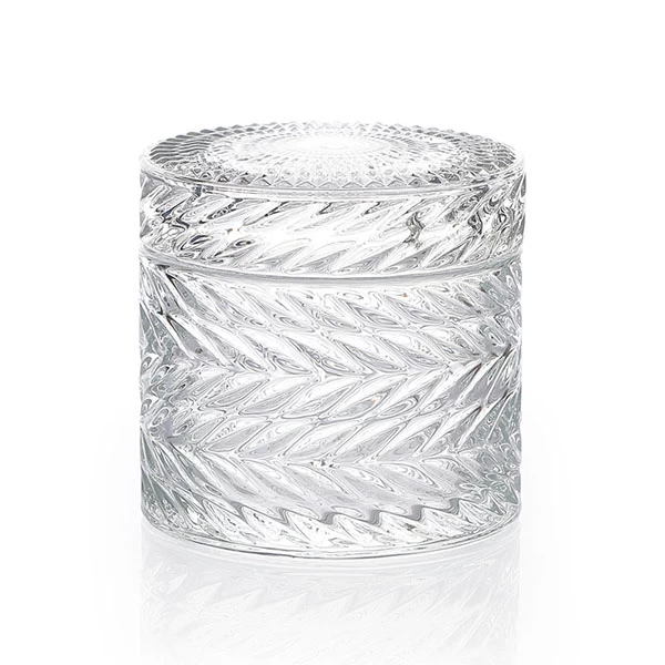 On Sale 9x6.5cm Embossed Candle Holder Glass Container