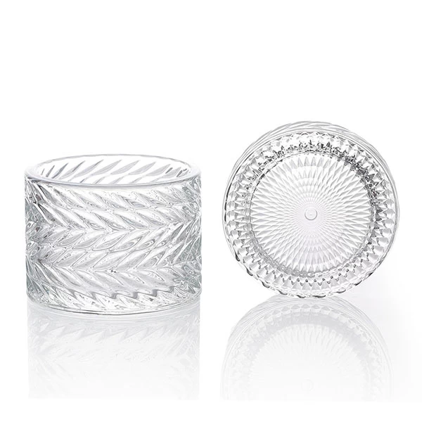 On Sale 9x6.5cm Embossed Candle Holder Glass Container