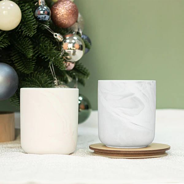 marble ceramic candle jar