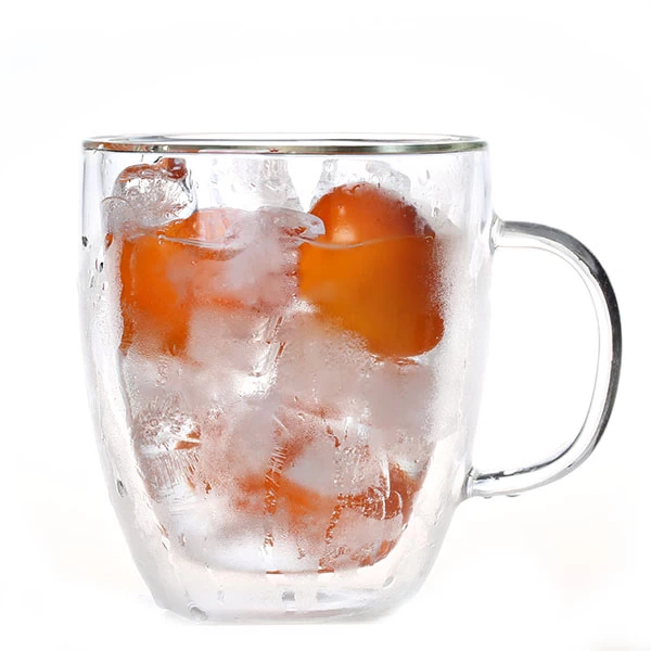 Heat Resistance Handmade Borosilicate Glass Double Wall Coffee Mug 16oz On Sale