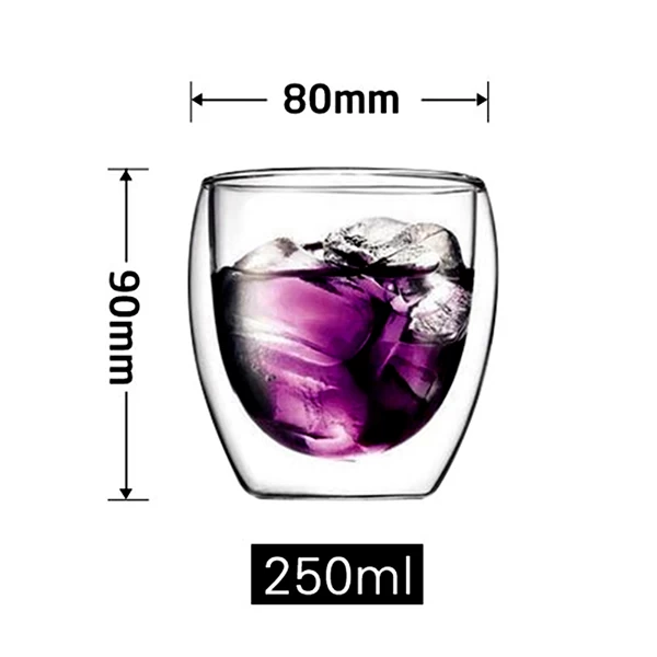 Refrigerator Safe Borosilicate Glass Double Wall Glass 8oz