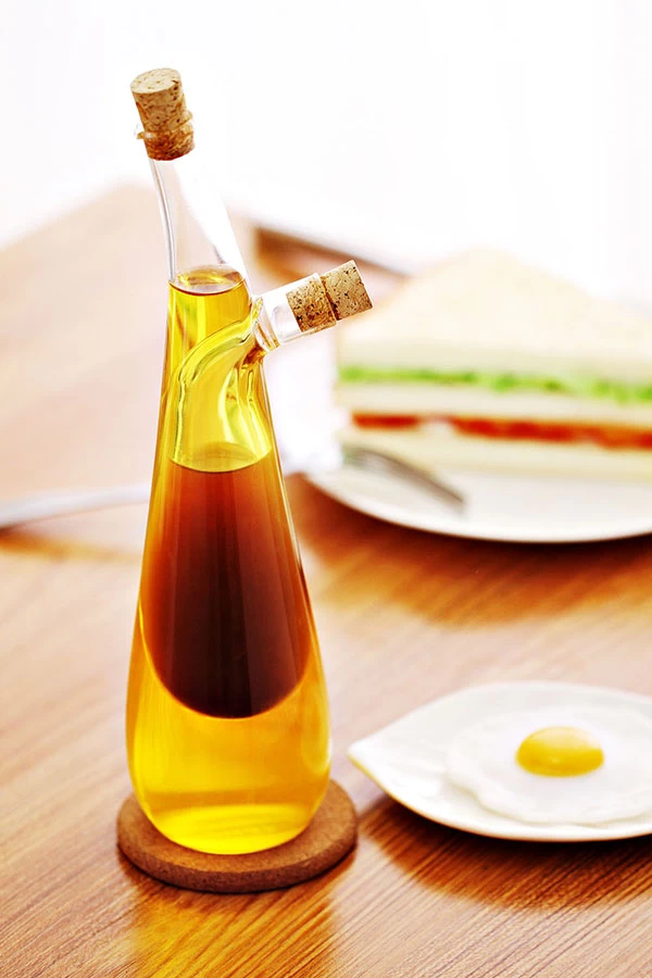double layer glass oil and vinegar dispenser