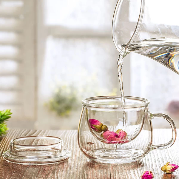 Sustainable Bososilicate Glass Tea Cup 10oz with Glass Filter