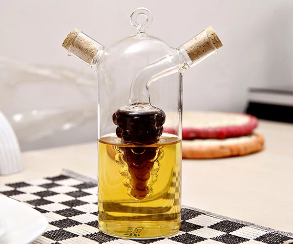 double layer glass oil and vinegar dispenser