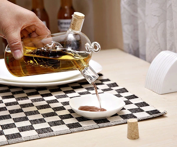 double layer glass olive oil bottle