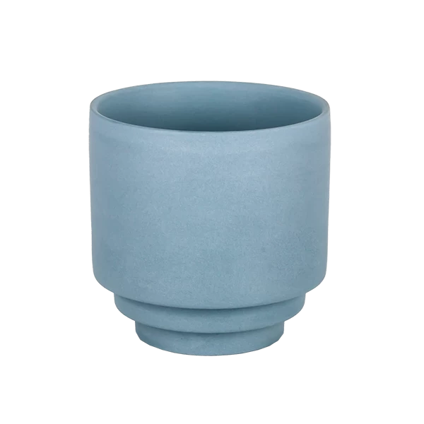 Scented Candle Matte Blue Ceramic Jar with Footstand Candle Container Custom LOGO Available