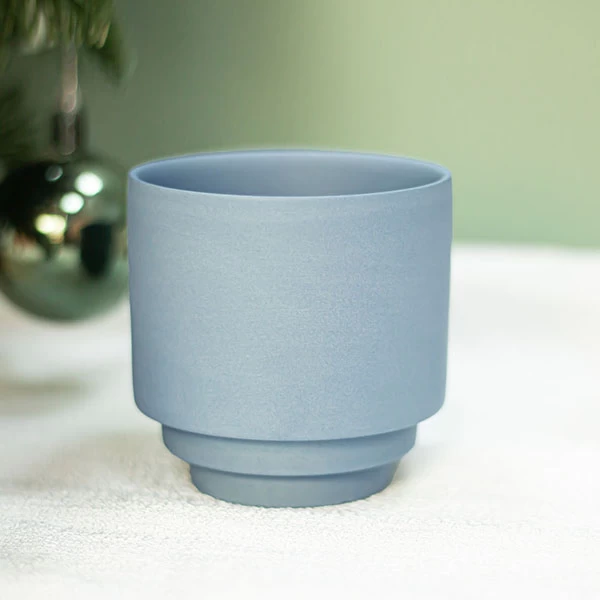 Scented Candle Matte Blue Ceramic Jar with Footstand Candle Container Custom LOGO Available