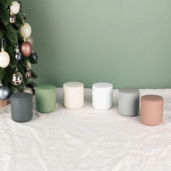 matte ceramic candle jar with lid