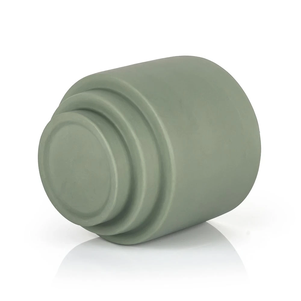 Matte Green Step Design Porcelain Candle Jar Empty