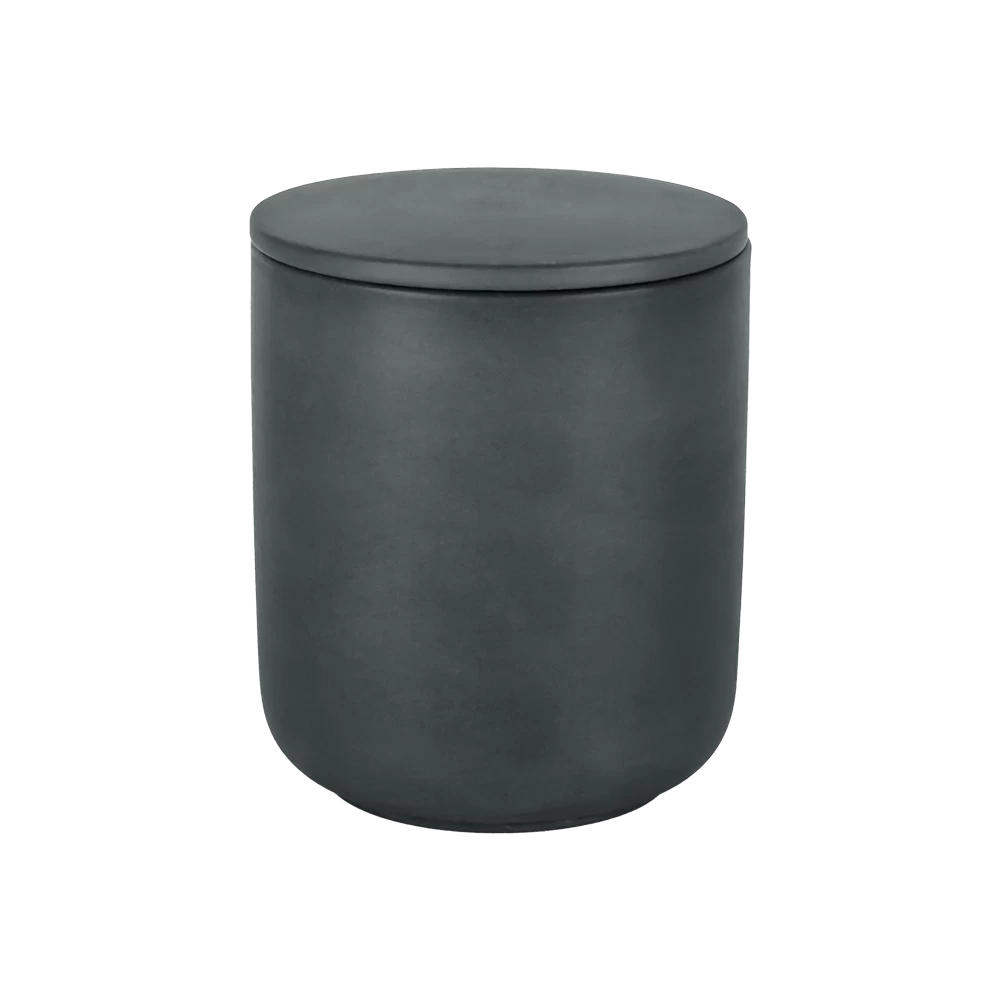 Matte Black 10oz Ceramic Clay Handmade Stoneware Candle Jar With Lid