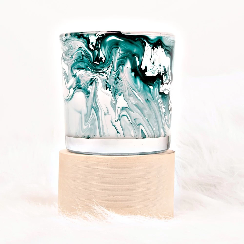 14oz Swirl Glass Candle Holder HandCraft
