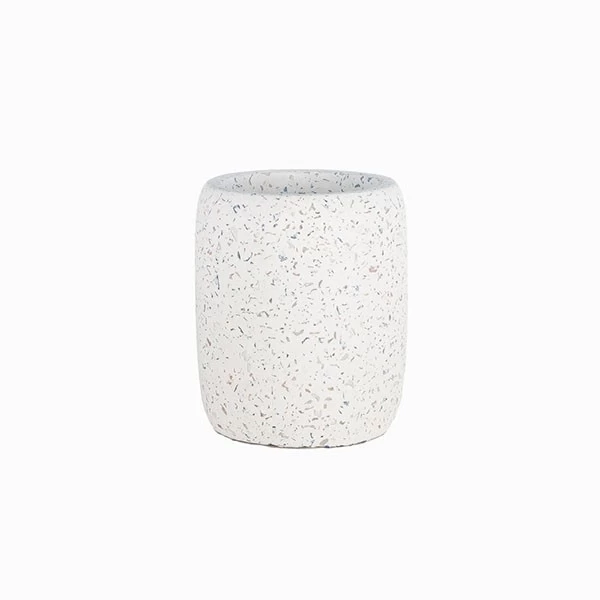 6oz Terrazzo White Concrete Candle Holder