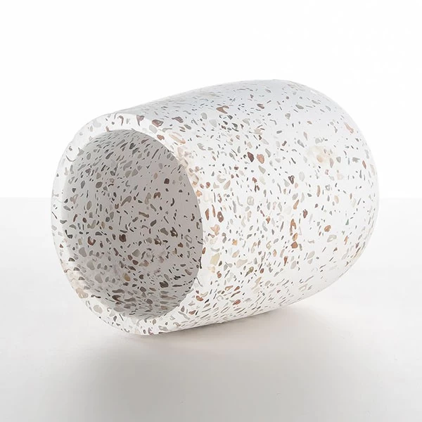9oz Terrazzo White Concrete Candle Holder