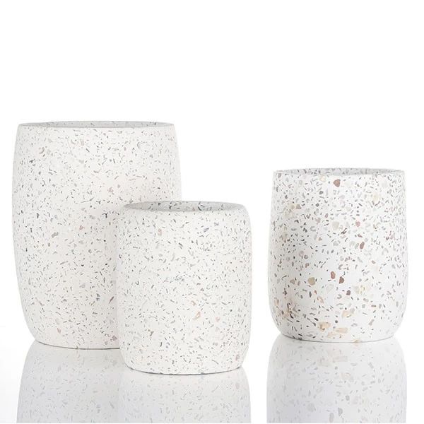 6oz Terrazzo White Concrete Candle Holder
