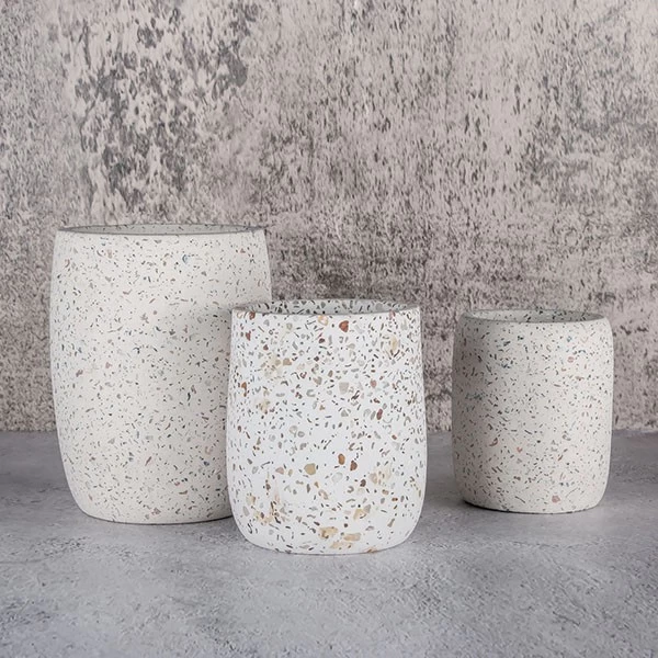 6oz Terrazzo White Concrete Candle Holder