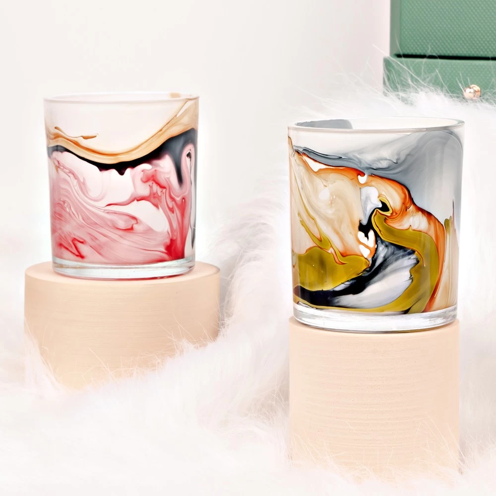 14oz Swirl Watercolor Glass Candle Holder