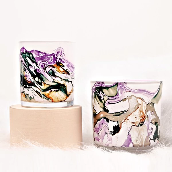 watercolor glass candle jar