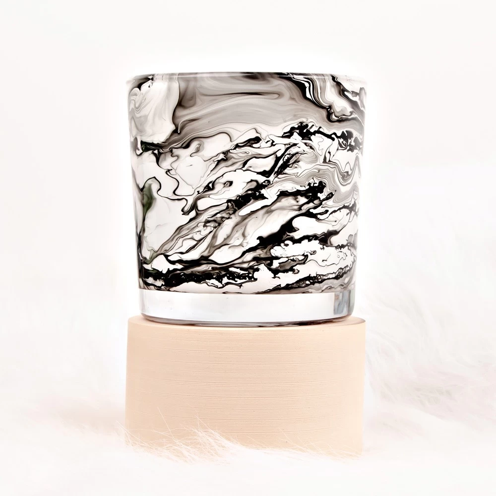 14oz Swirl Watercolor Glass Candle Vessel