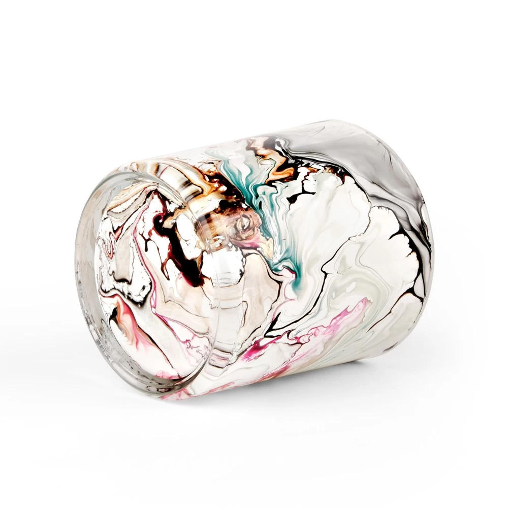 14oz Swirl Watercolor Glass Candle Vessel