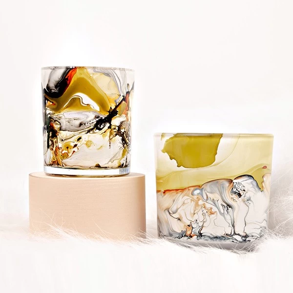 watercolor glass candle jar