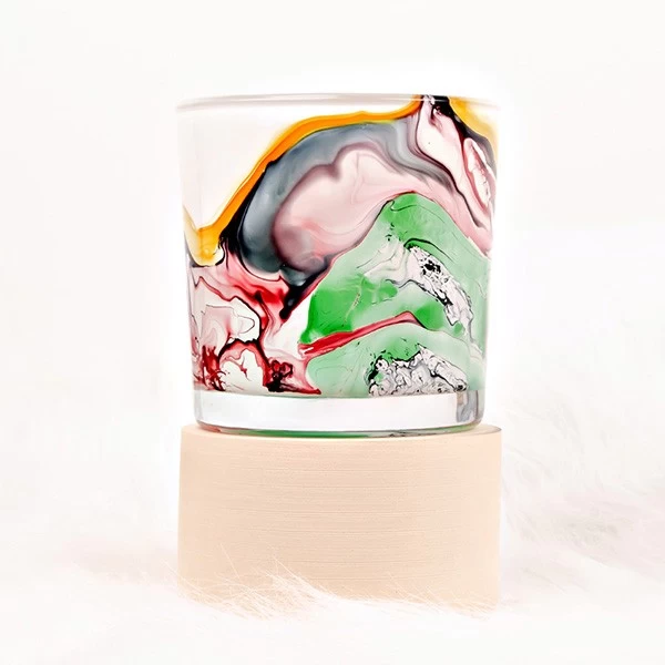 watercolor glass candle jar