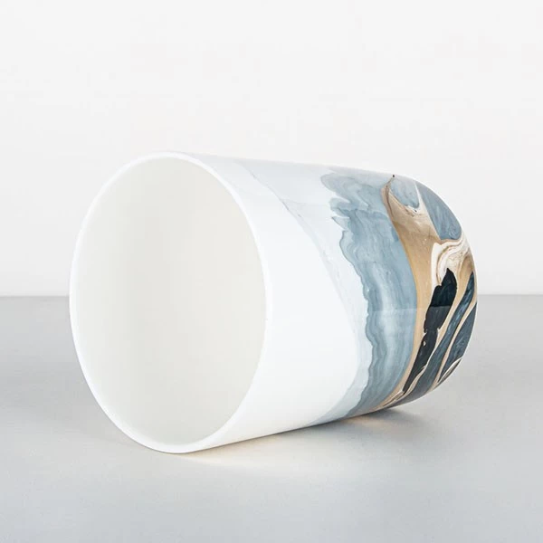 Luxury Handmade Watercolor Ceramic Candle Container 15oz Smoky