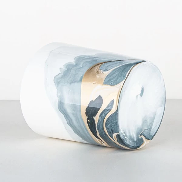 Luxury Handmade Watercolor Ceramic Candle Container 15oz Smoky