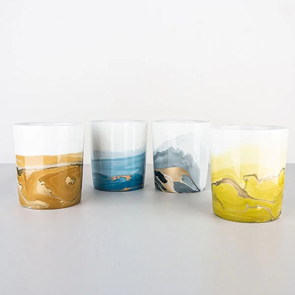 Premium Handmade Watercolor Ceramic Candle Vessel 15oz Loess Plateau