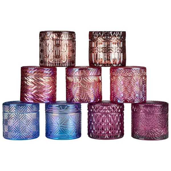Machine Pressed 8oz Candle Glass Jar with Lid for Autumn Plum Scents