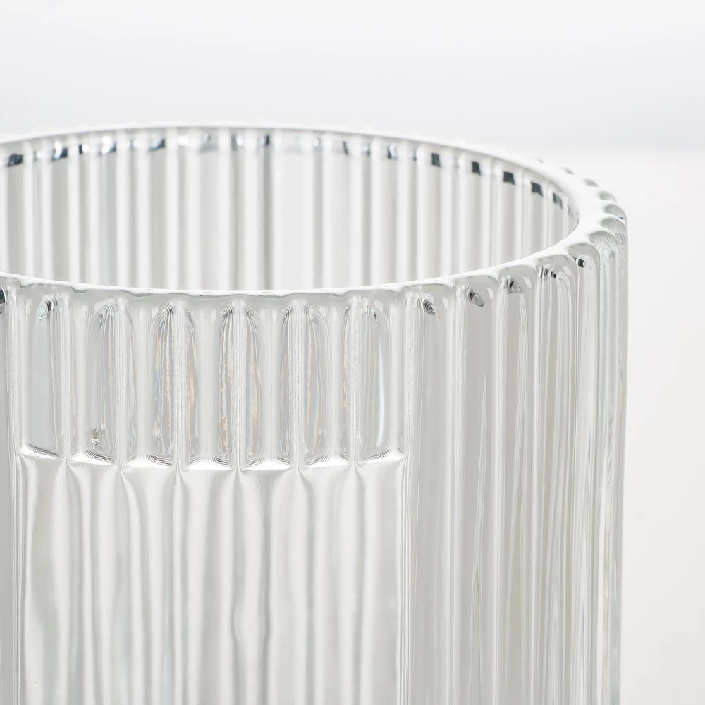 10oz Cylinder Stripe Pattern Glass Candle Holder