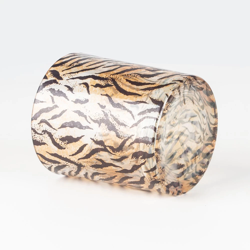 Cheetah Decored Glass Candle Holder Classic 8oz Glass Factory