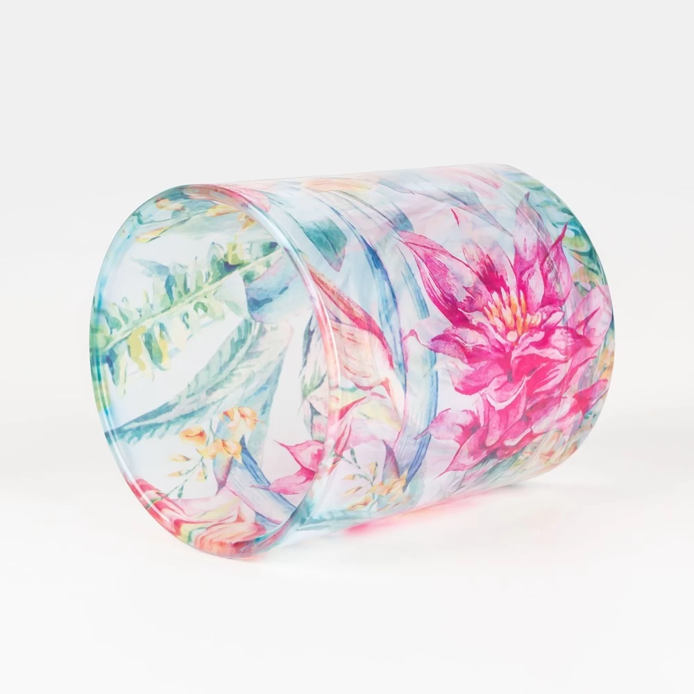 Heat Transfer Printing Glass Candle Jar 8oz for Floral Scented Candles